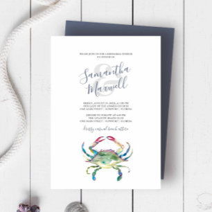 Watercolor Crab Rehearsal Dinner Invitation
