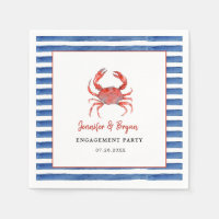 Watercolor Crab Seafood engagement party 