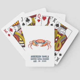 Watercolor Crab Summer Beach Family Reunion Playing Cards