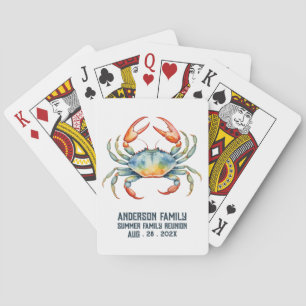 Watercolor Crab Summer Beach Family Reunion Playing Cards