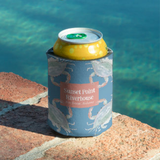 Watercolor Crab Vacation Home Drink Hugger Can Cooler