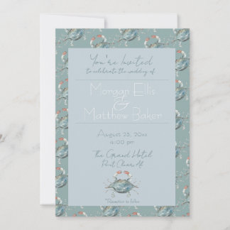 Watercolor Crab Wedding Invitation