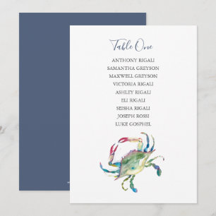 Watercolor Crab Wedding Seating Chart Card