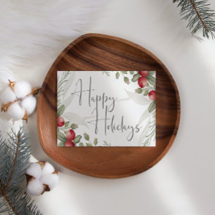 Watercolor Cranberry Business Christmas Card 