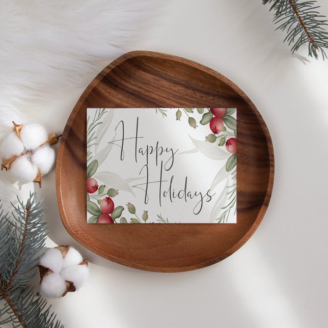 Watercolor Cranberry Business Christmas Card  (Creator Uploaded)