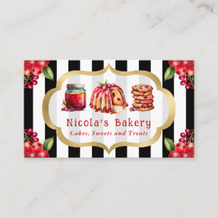 Watercolor Cranberry Cakes and Jam Bakery Business Card