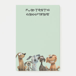 Watercolor Crazy Dog Groomers Boutique Blue Post-it Notes