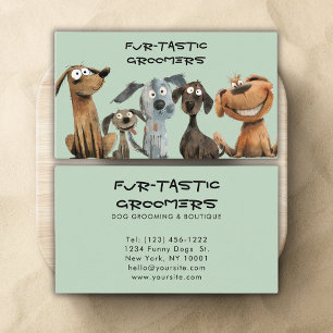 Watercolor Crazy Puppy Dog Groomers Boutique  Business Card