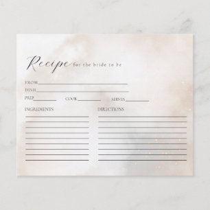 Watercolor Cream Clouds Bridal Shower Recipe Card