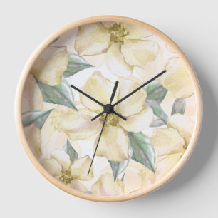 Watercolor Cream Flower - Neutral Floral Clock