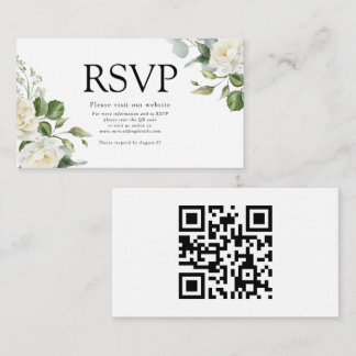 watercolor Creamy Floral Eucalyptus Details QRcode Enclosure Card