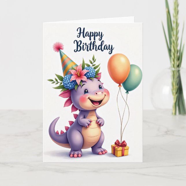Watercolor Creature Birthday Card (Front)