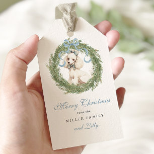 Watercolor Crest Cute Pet Christmas  Gift Tags