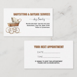 Watercolor crib Babysitting business  Appointment Card