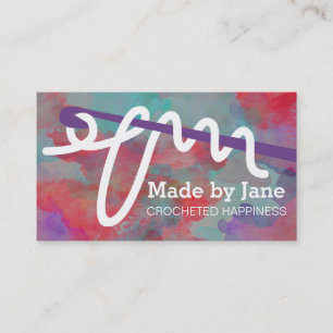 Watercolor crochet hook loopy yarn business card