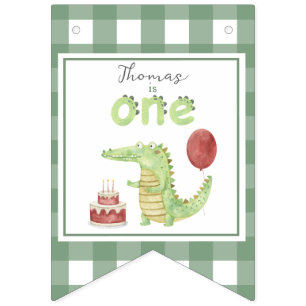 Watercolor Crocodile 1st birthday Bunting
