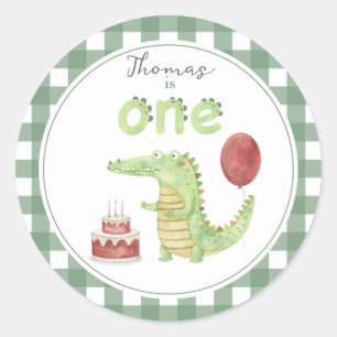 Watercolor Crocodile 1st birthday Classic Round Sticker