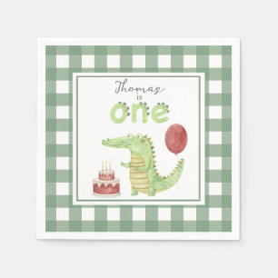Watercolor Crocodile 1st birthday Napkin