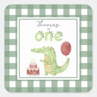Watercolor Crocodile 1st birthday
