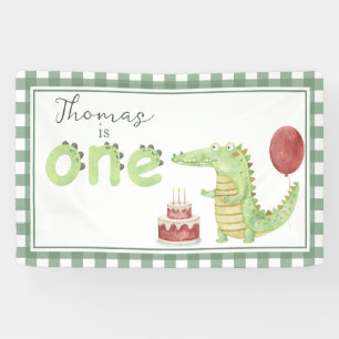 Watercolor Crocodile 1st birthday Welcome Banner