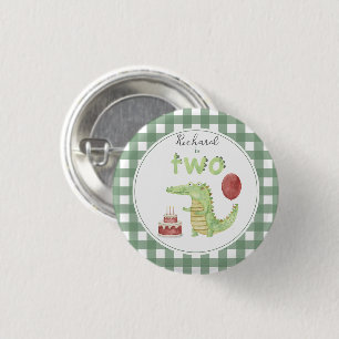 Watercolor Crocodile 2nd birthday 3 Cm Round Badge