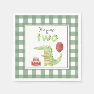 Watercolor Crocodile 2nd birthday Napkin