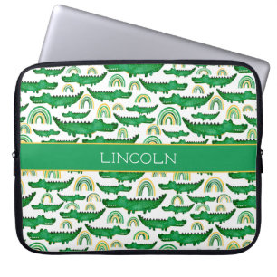 Watercolor Crocodile Alligator Rainbow Personalise Laptop Sleeve