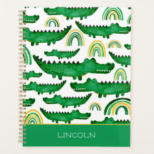 Watercolor Crocodile Alligator Rainbow Personalise Planner