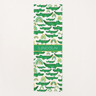 Watercolor Crocodile Alligator Rainbow Personalise Yoga Mat