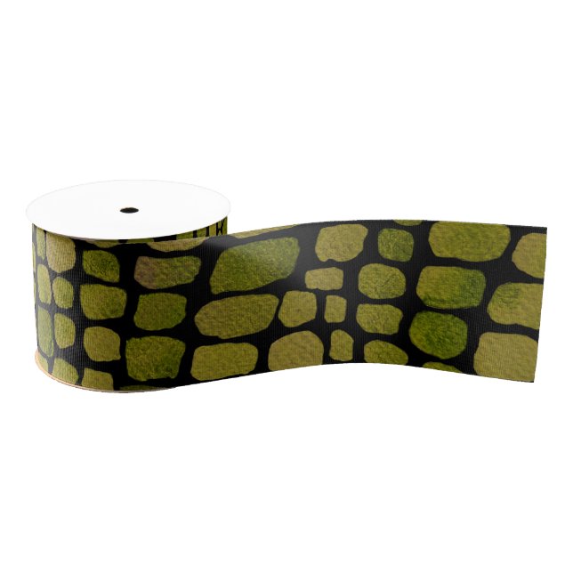 Watercolor Crocodile Print Grosgrain Ribbon (Spool)