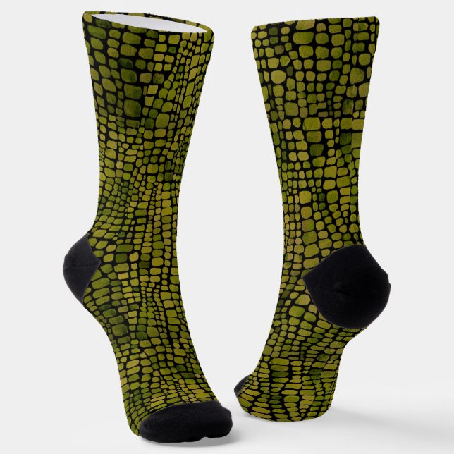 Watercolor Crocodile Print Socks (Angled)