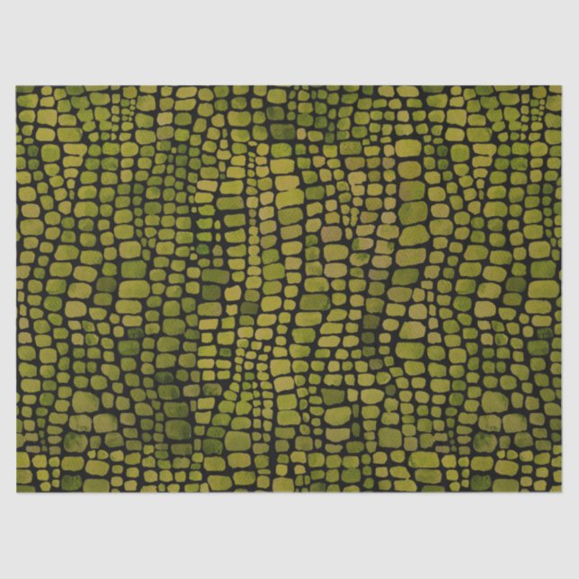 Watercolor Crocodile Print Tissue Paper (Front)