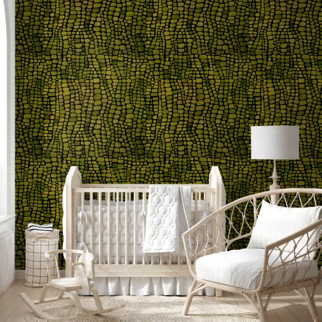 Watercolor Crocodile Print Wallpaper (Kids)