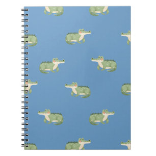 Watercolor Crocodiles on Blue Notebook