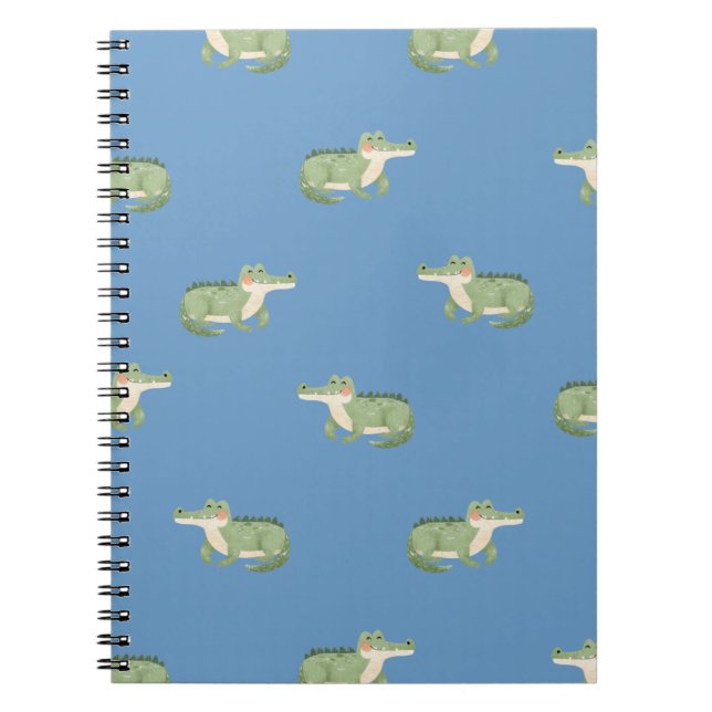 Watercolor Crocodiles on Blue Notebook (Front)