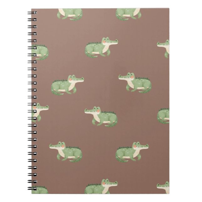 Watercolor Crocodiles on Brown Notebook (Front)