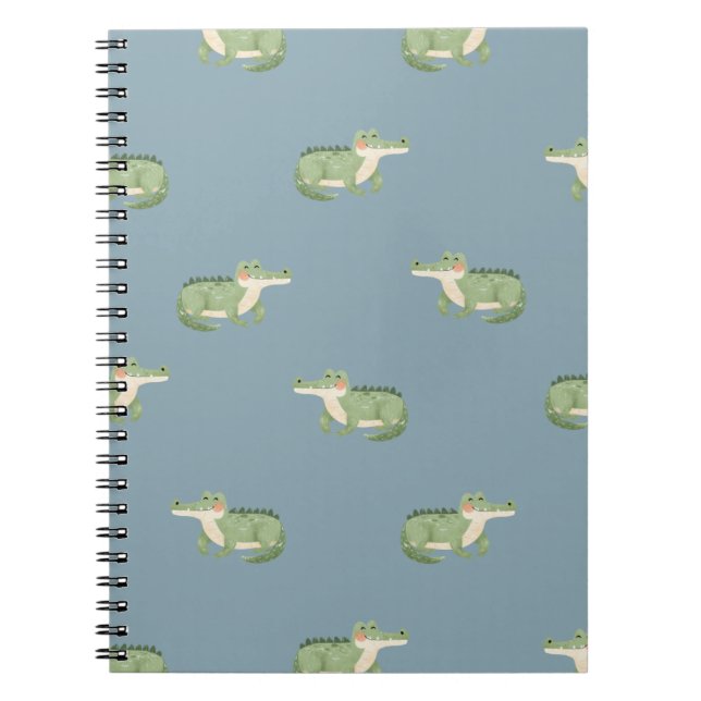 Watercolor Crocodiles on Light Gray-Blue Notebook (Front)