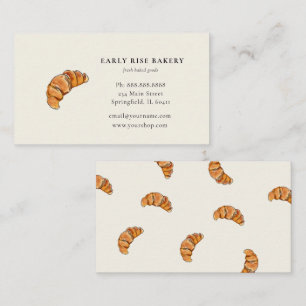 Watercolor Croissant bakery business card