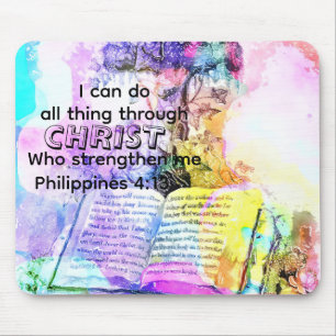 Watercolor cross bible verse Christian Mouse Mat
