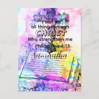 Watercolor cross bible verse Christian  Postcard