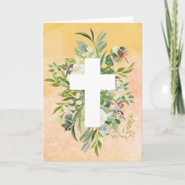 Watercolor Cross Blank Christian Card Any Occasion (Front)