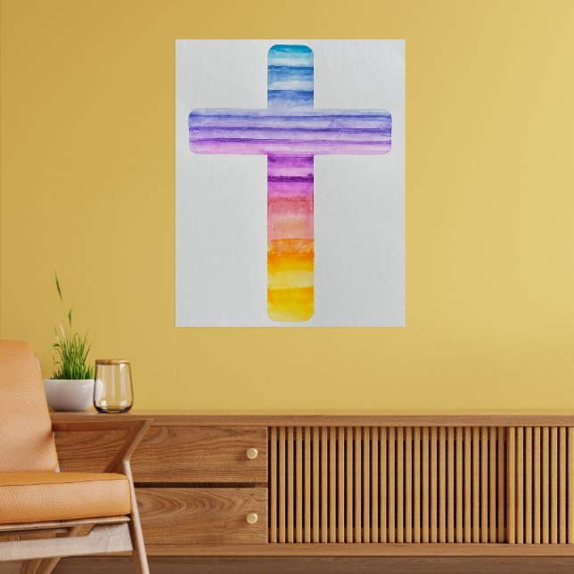 Watercolor Cross/ Cross Art/ Christian Art/ Jesus Poster (Living Room 2)