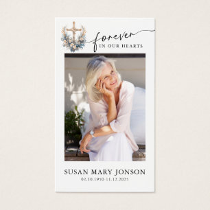 Watercolor Cross Photo Memorial Prayer Card