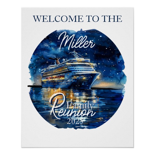 Watercolor Cruise Ship Family Reunion Poster (Front)