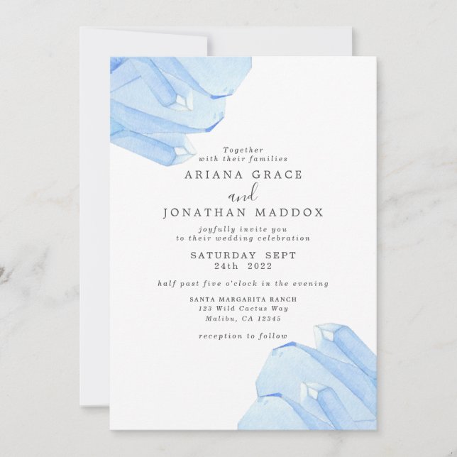 Watercolor crystal modern boho wedding Invitation (Front)