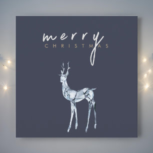 Watercolor Crystal Reindeer Merry Christmas  Holiday Card