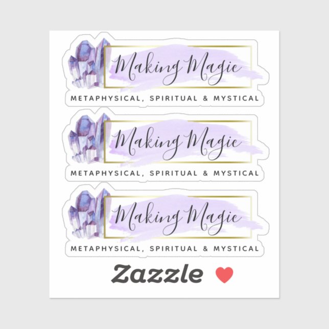 Watercolor Crystals & Gold Geometric 3-Piece Logo (Sheet)