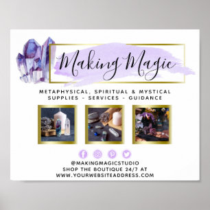 Watercolor Crystals & Gold Geometric Logo Promo Poster