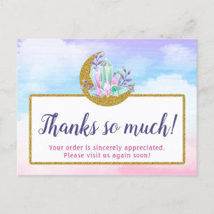 Watercolor Crystals & Gold Moon Thank You Card