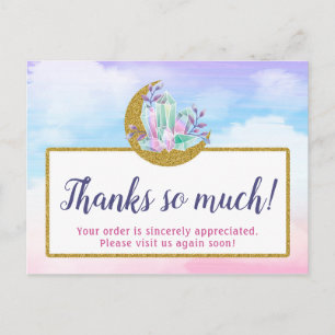 Watercolor Crystals & Gold Moon Thank You Card
